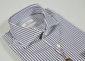 Ingram Slim fit shirt striped dark blue pure double twisted cotton