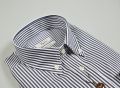 Ingram Blue striped shirt neck button down regular fit double twisted cotton
