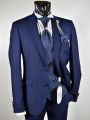 Abito musani cerimonia bluette slim fit con petto a lancia