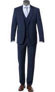 Elegant navy blue suit with waistcoat pure wool marzotto super 100's