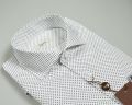 Ingram white shirt printed design blue slim fit neck french