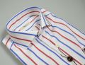 Blue and red striped Ingram shirt slim fit neck to french