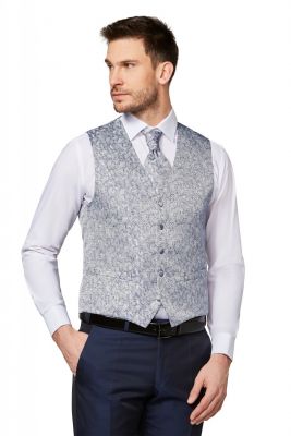 Elegant waistcoat of pearl grey Digel ceremony with blue