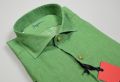 Camicia verde in puro lino tinta in capo ingram modern fit collo alla francese