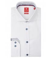 Pure white slim ft plain cotton shirt with contrasting inner neck/wrist