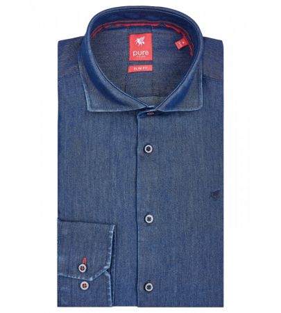 Camicia in jeans slim fit pure collo alla francese