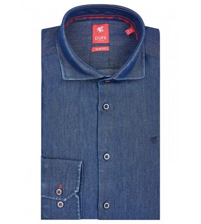 Camicia in jeans slim fit pure collo alla francese