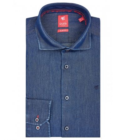 Shirt in slim jeans fit pure neck to french