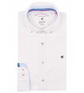 Camicia casual pure in cotone oxford autentico interno collo/polso in contrasto in jeans