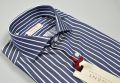 Pancaldi striped blue shirt slim fit neck french pure cotton