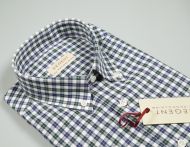 Camicia pancaldi regular fit collo button down a quadretti blu e verde