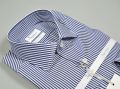 Camicia slim fit in cotone doppio ritorto ingram a righe azzurre