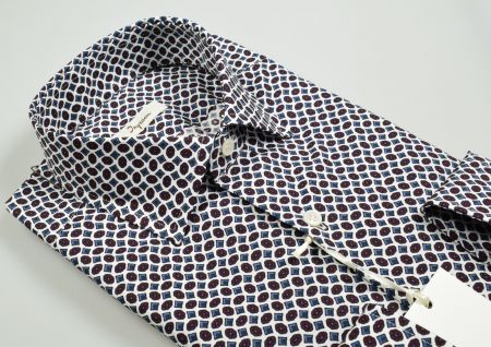 Camicia ingram slim fit fantasia geometrica stampata puro cotone