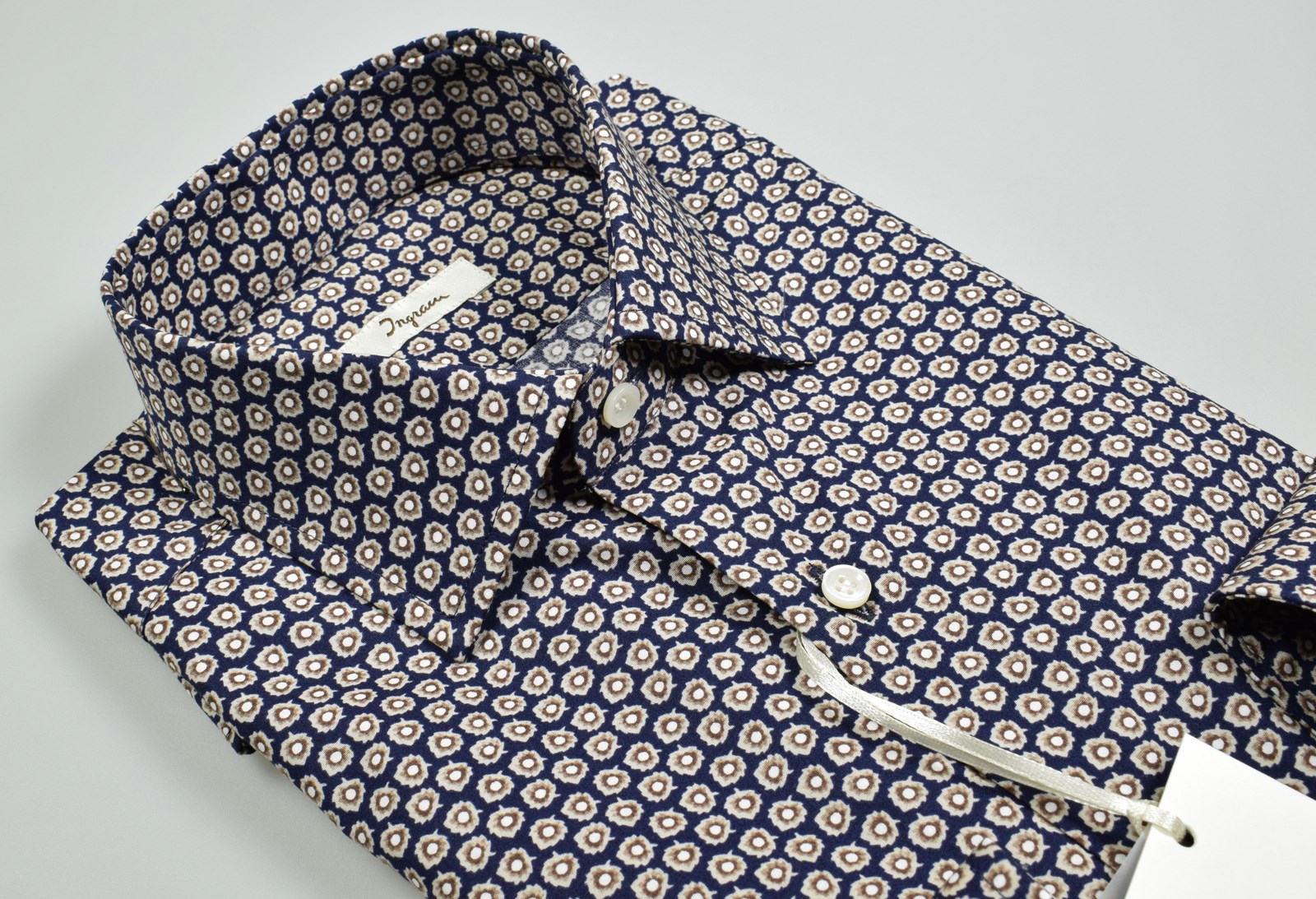 Ingram Camicia ingram slim fit blu fantasia stampata in puro cotone