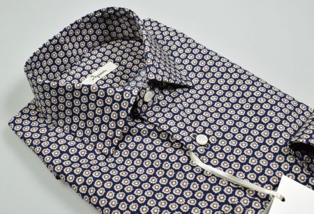 Patterned blue ingram shirt printed in pure cotton