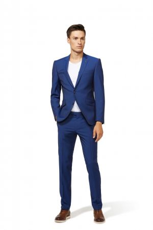 Abito slim fit digel blu marine pura lana marzotto super 100's