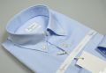 Shirt ingram neck button down light blue in double twisted cotton 