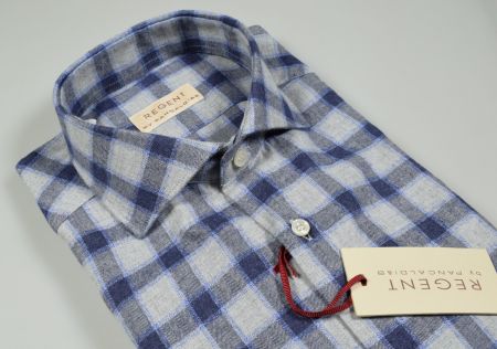 Camicia slim fit pancaldi in cotone caldo flanella collo francese