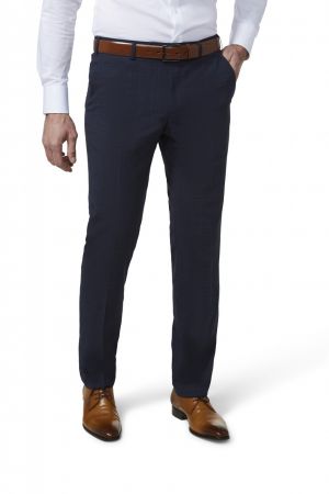 Blue digel trousers fancy prince of wales drop six modern fit