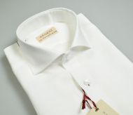 White white pancaldi shirt slim fit in pure linen neck to french