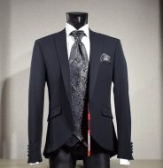 Abito elegante nero musani cerimonia slim fit con panciotto