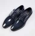 Elegant blue digel ceremony shoe in real painted leather 