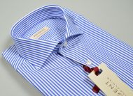 Slim fit pancaldi shirt with blue french neck