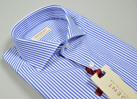 Camicia slim fit pancaldi collo francese a righe azzurro 