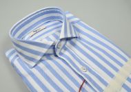 Camicia slim fit ingram a righe celeste collo alla francese