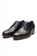 Elegant shoe derby black lace-up digel in worked leather