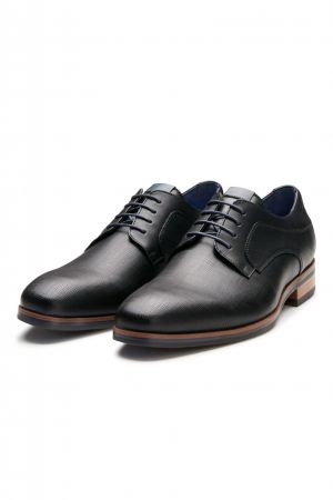 Scarpa elegante derby stringata nera digel in pelle lavorata