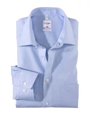 Camicia olymp luxor in cotone chambray no stiro comfort fit