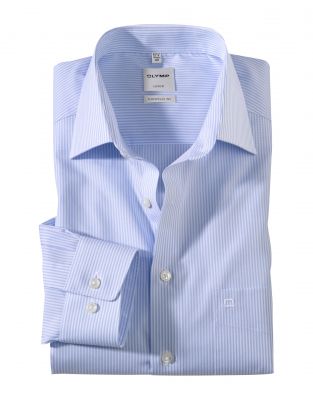 Blue striped shirt olymp luxor comfort fit cotton iron easy