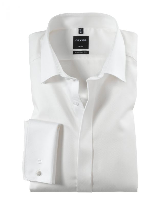 Camicia Uomo OLYMP Luxor Maniche Lunghe – Modern Fit, Colletto Global Kent, 100% Cotone, Tinta Unita, Colore Blu