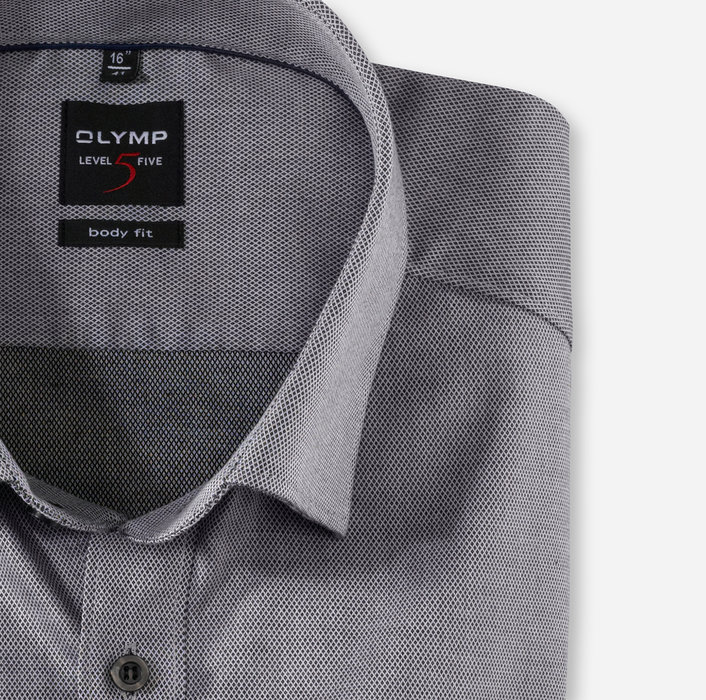 OLYMP Camicia Uomo Maniche Lunghe Level Five - Body Fit Modello 366 - Colletto New York Kent - Colore Unito