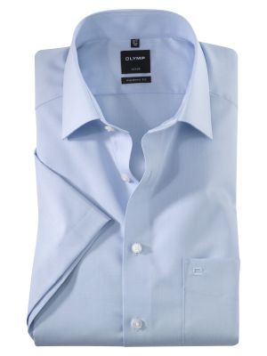 Camicia manica corta olymp in cotone chambray super leggero