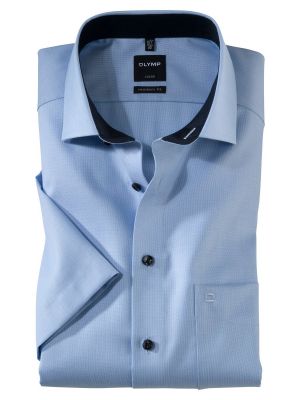 Camicia manica corta olymp in puro cotone operato no stiro modern fit