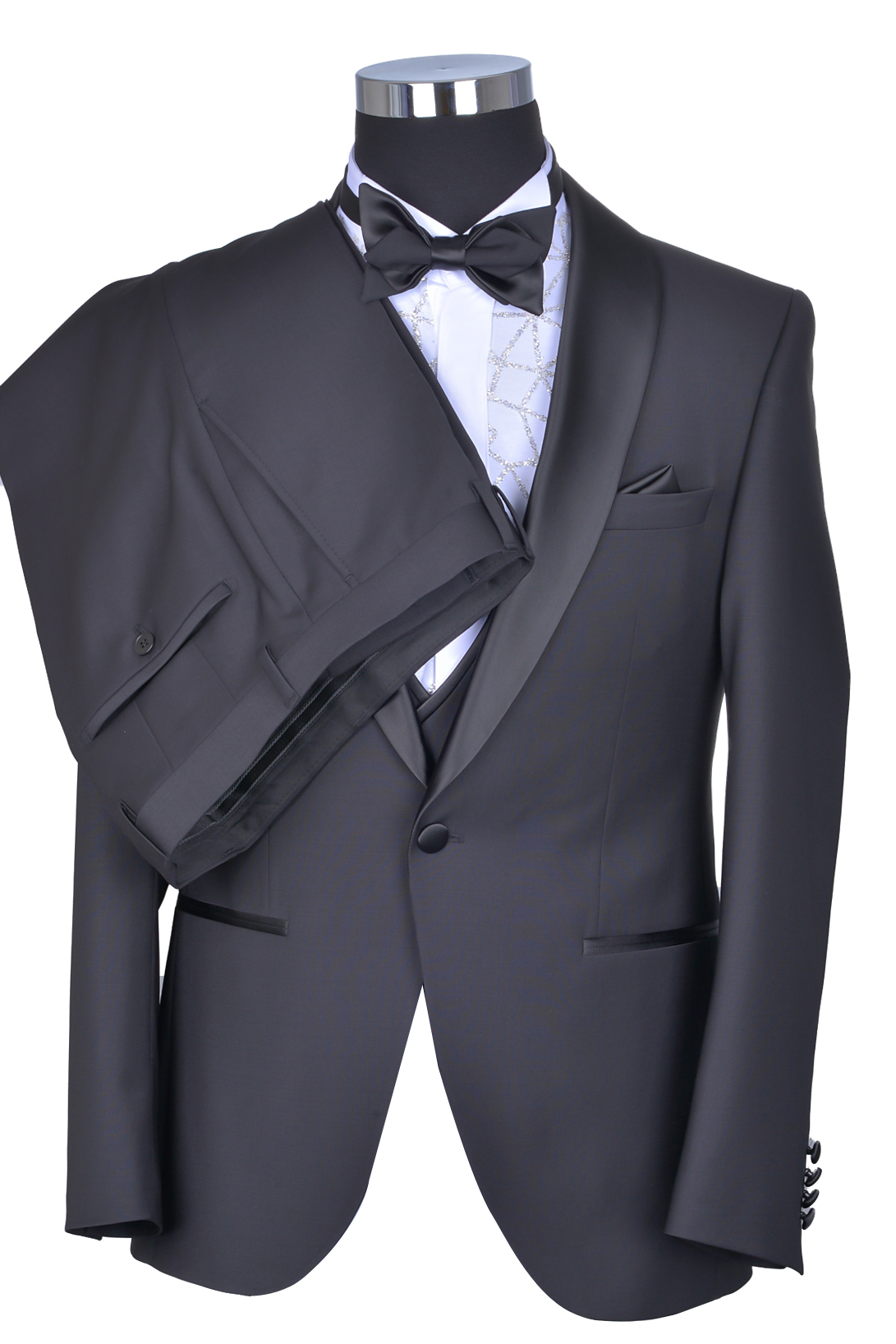 Completo Smoking Per Bambino Lito Angels - 5 Pezzi, Nero E Oro - Foto 5