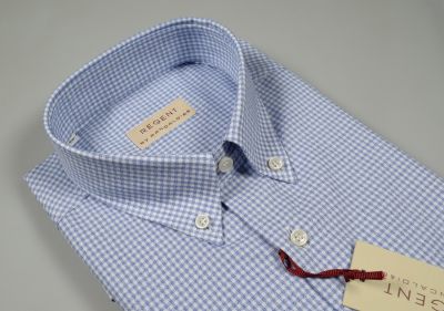 Camicia regular fit pancaldi cotone a quadretti celeste 