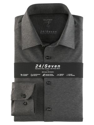 Olymp level five shirt in dark grey slim fit jersey