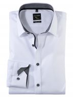 Camicia olymp in cotone stretch bianca super slim fit