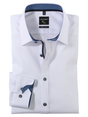 White stretch cotton shirt olymp super slim fit