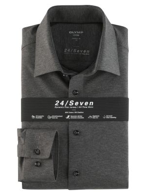 Dark grey jersey shirt olymp modern fit 