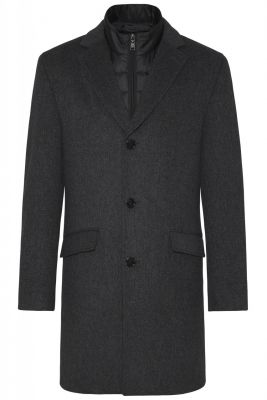 Dark grey digel coat with detachable windproof harness