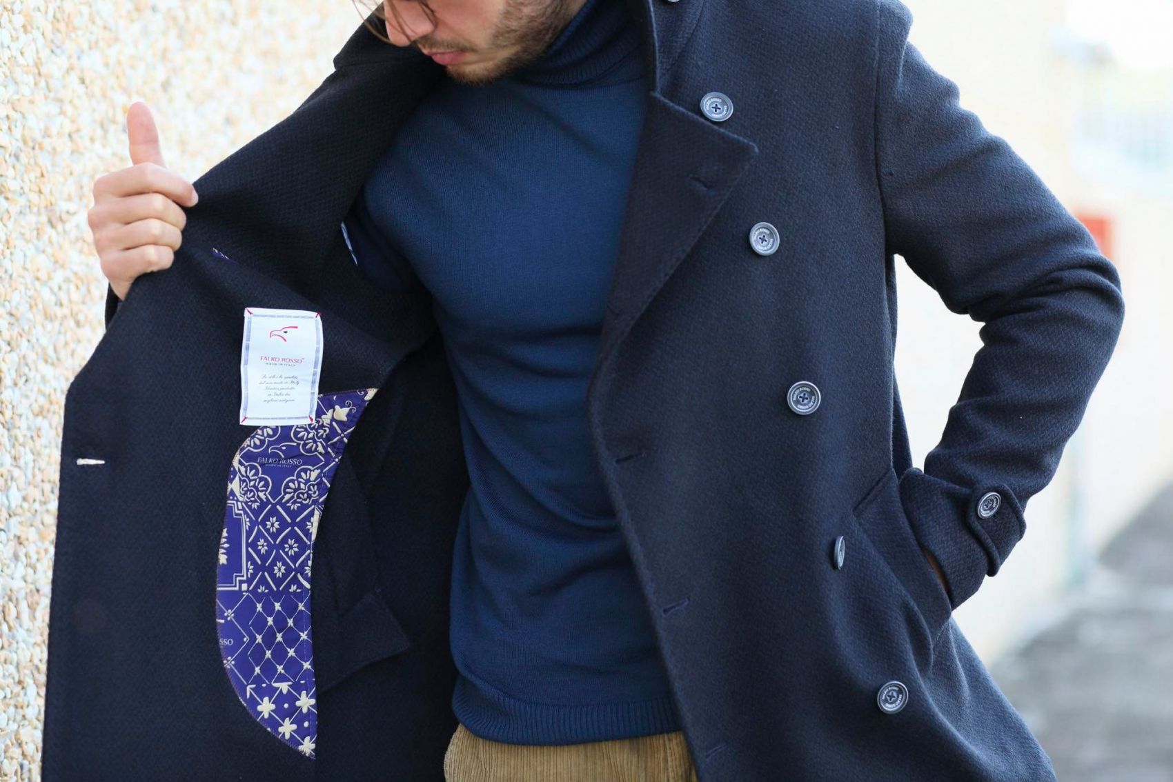 Peacoat cappotto giaccone moda slim fit falko rosso