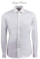 Slim fit white ingram shirt in double twisted diagonal twill cotton