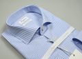 Slim fit light blue striped ingram shirt in double twisted cotton