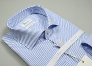 Camicia ingram a righe celeste slim fit in cotone doppio ritorto