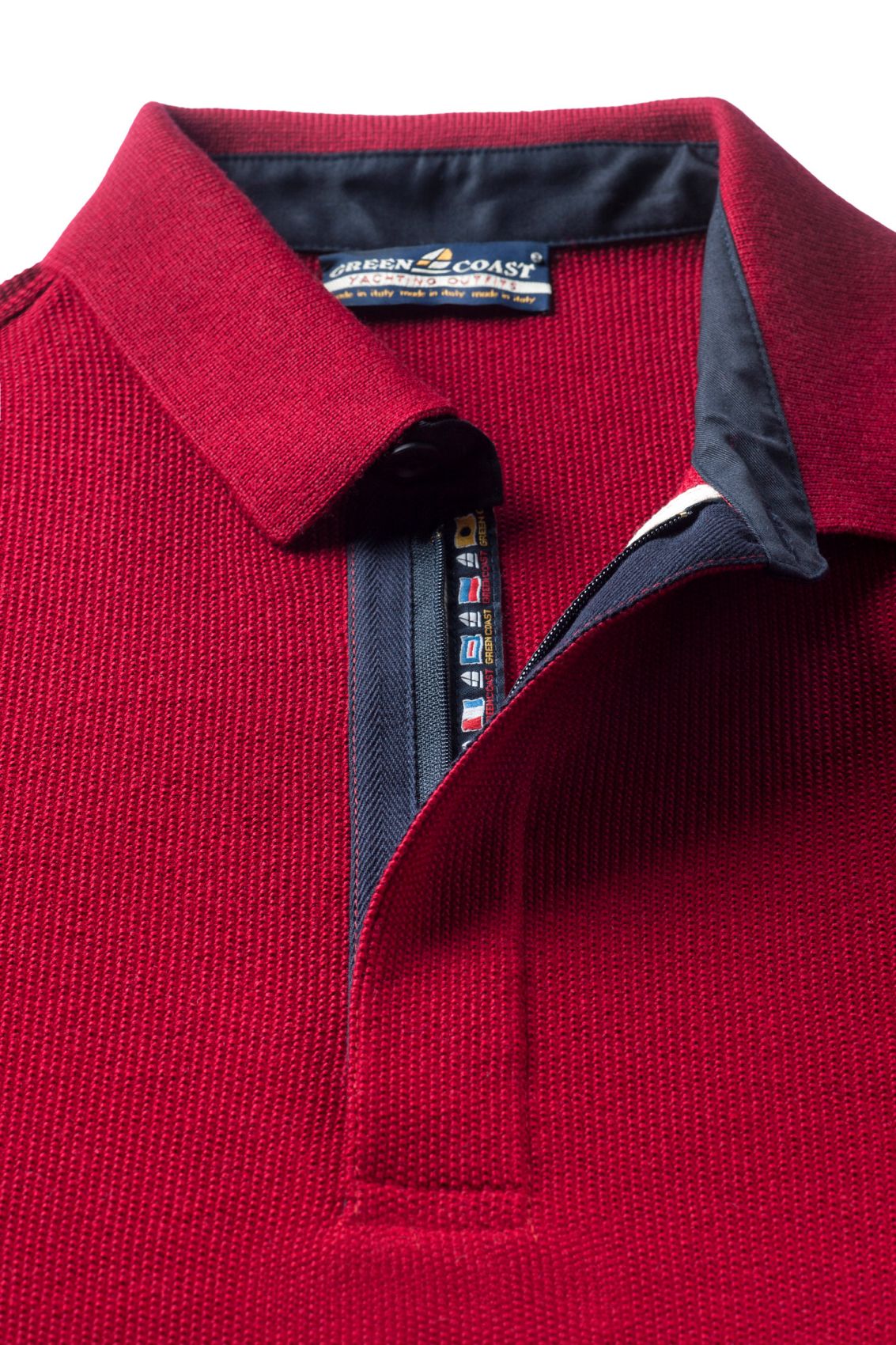 zip polo sweater bordeaux Green Coast 