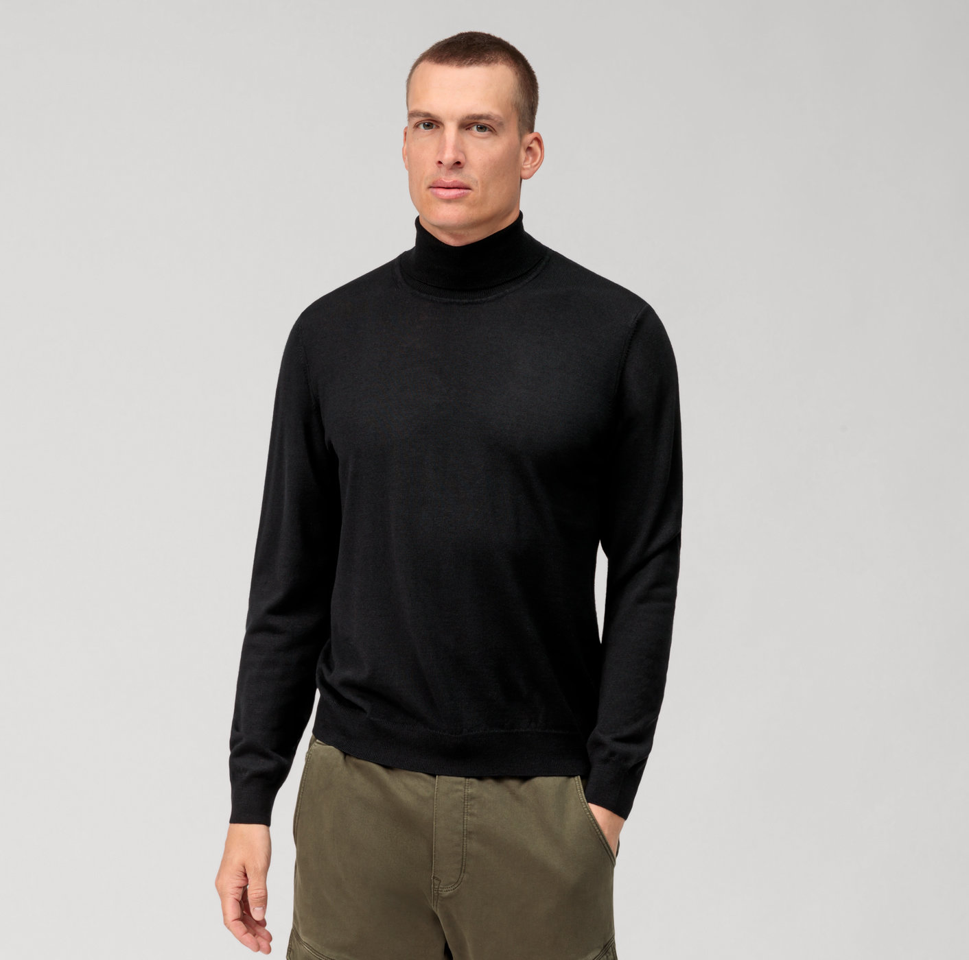 Button Down Mens Work Turtleneck Olymp Black Turtleneck